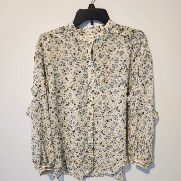 MAX STUDIO Women's Floral Print Blouse ruffle details on back & sleeve Medium - Picture 1 of 9